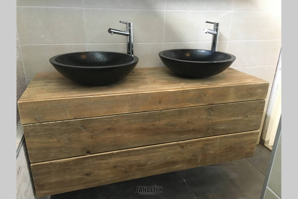Graag gedaan beweeglijkheid Dij Steigerhouten badkamer meubels - Landelijk Steigerhout